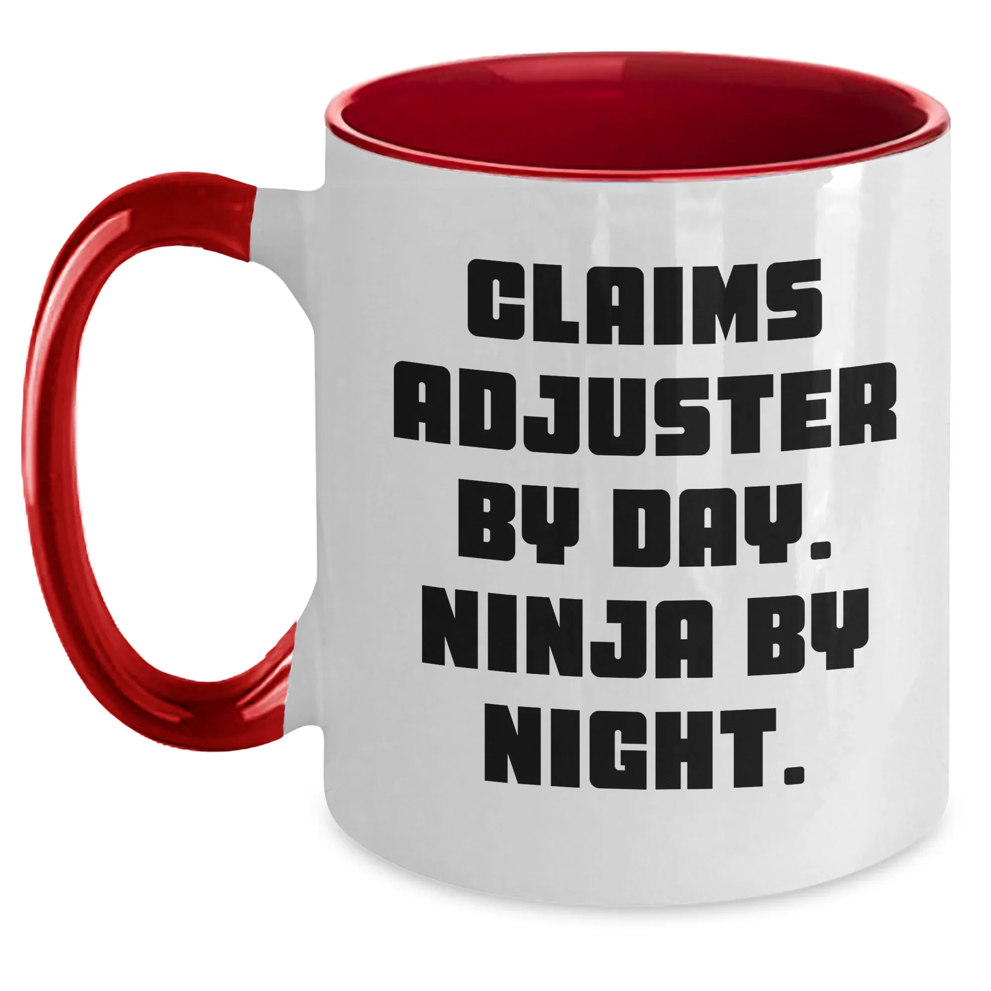 Funny Claims Adjuster Gifts for Mother's Day, Two Tone Coffee Mug - 'Claims Adjuster By Day. Ninja By Night.'