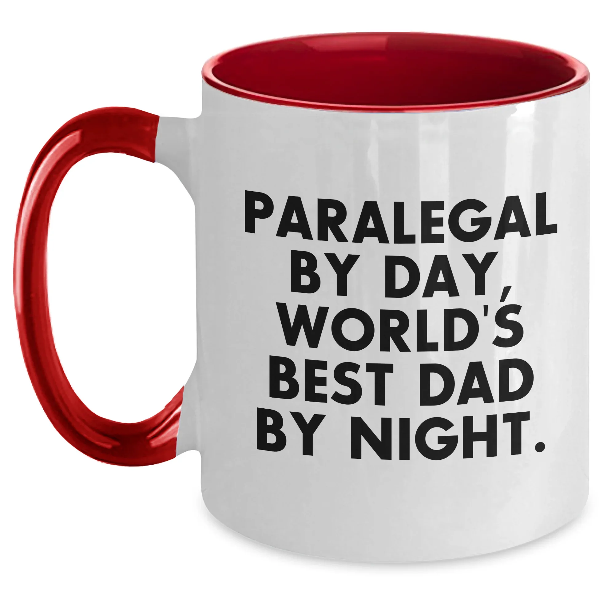 Paralegal Humor Two Tone Coffee Mug, Gifts from Dad, Gifts for Paralegal By Day, World's Best Dad By Night, Father's Day Unique Gift