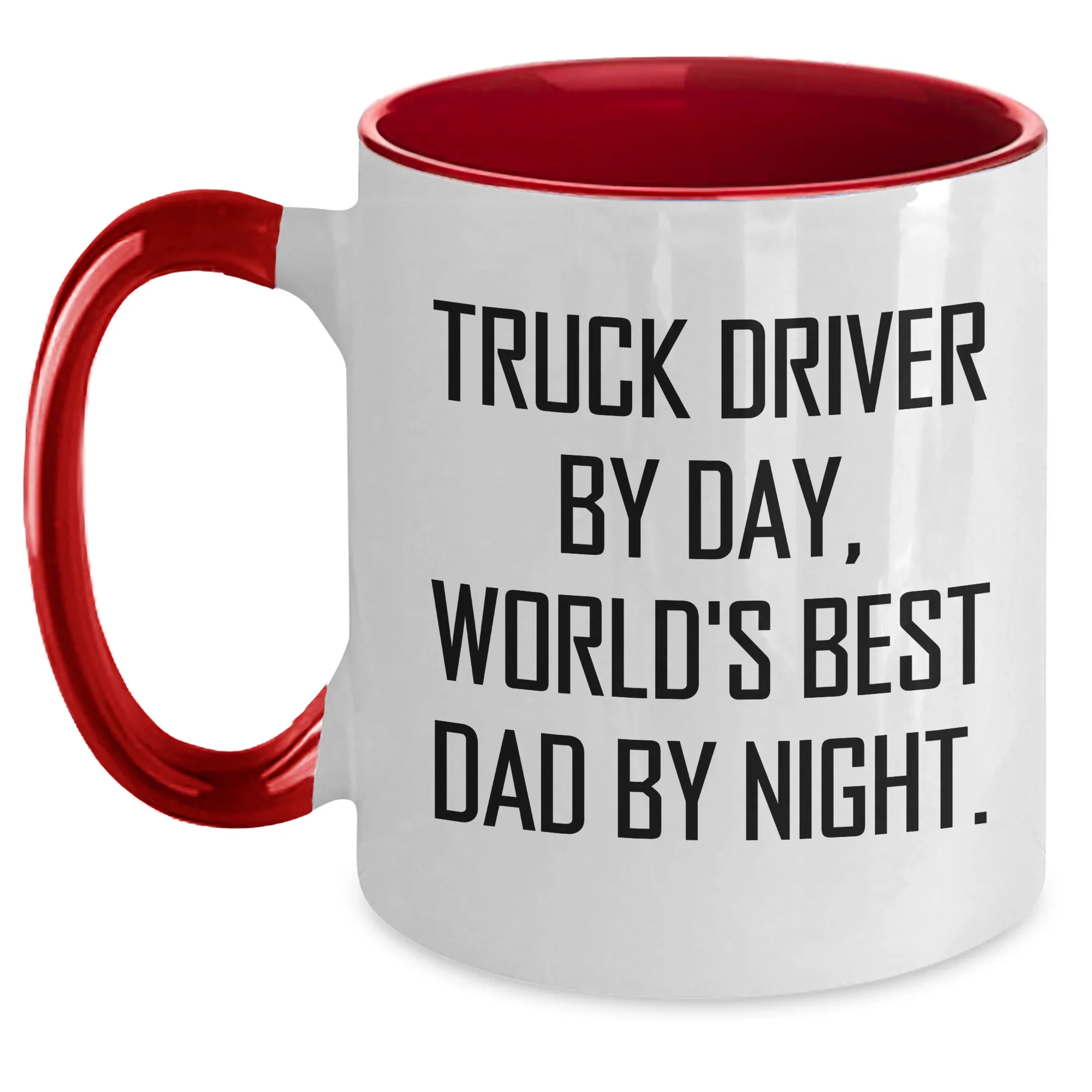 Truck Driver Gifts - Funny Two Tone Coffee Mug for Men, 'Truck Driver By Day, World's Best Dad By Night' Graduation Unique Gifts from Friends