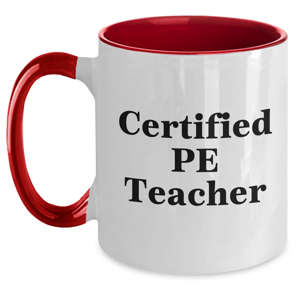 Funny PE Teacher Gifts for Men from Friends on Father's Day, Two Tone Coffee Mug with Inspirational Quote