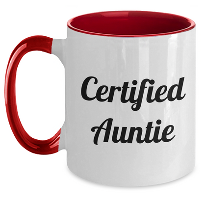 Funny Auntie Certified Gifts from Men to Auntie for Graduation Unique Two Tone Coffee Mugs - Main