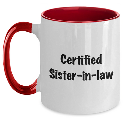 Funny Sister-in-law Gifts for Men, Cute Two Tone Coffee Mug with Inspirational Quote, Gifts from Sisters for Sister-in-law, Perfect for Father's Day - Main