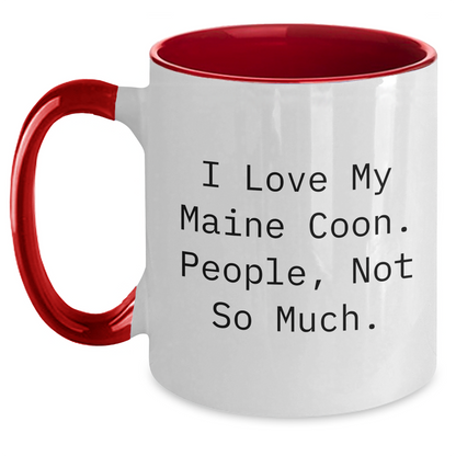 Maine Coon Cat Lovers' Funny Two Tone Coffee Mug, Gifts from Men, Gifts for Maine Coon Cat, Father's Day Unique - Main