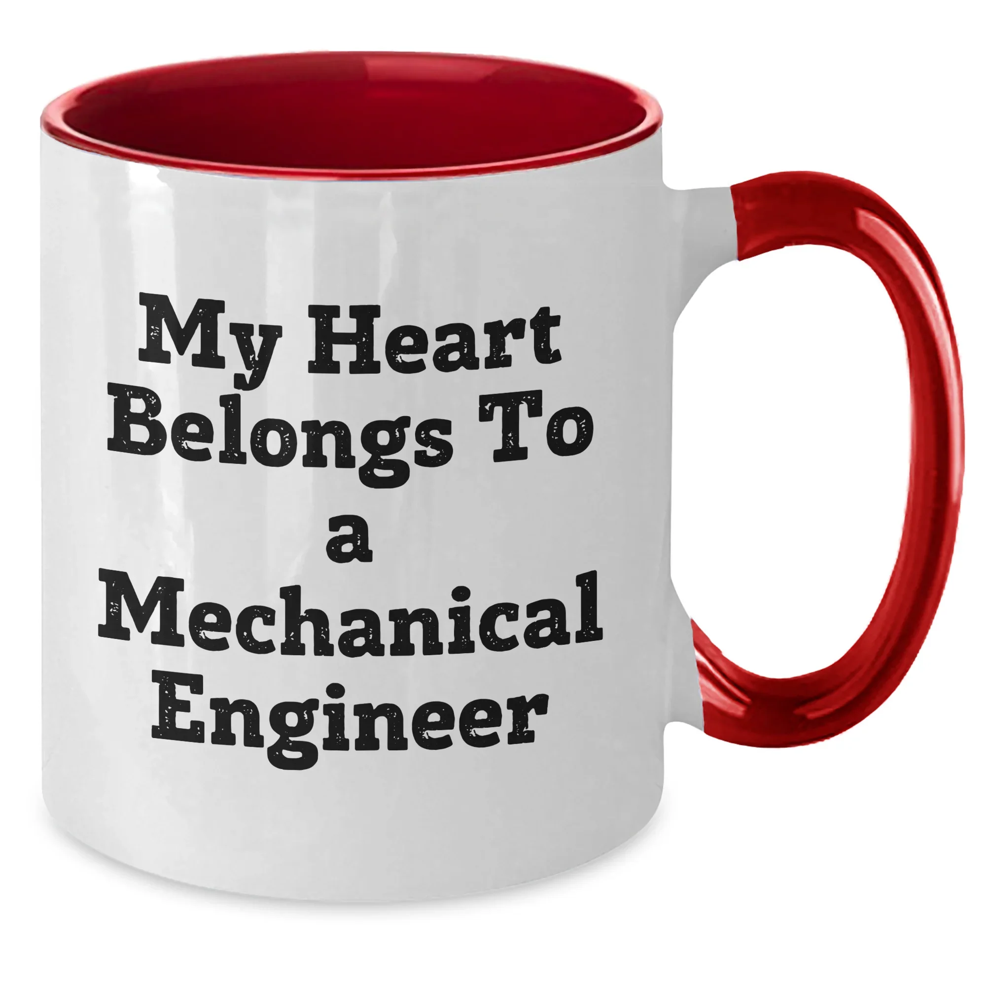 Funny Mechanical Engineer Gifts - 'My Heart Belongs To A' Two Tone Coffee Mug for Mom's Day from Men to Women, Friends, or Family