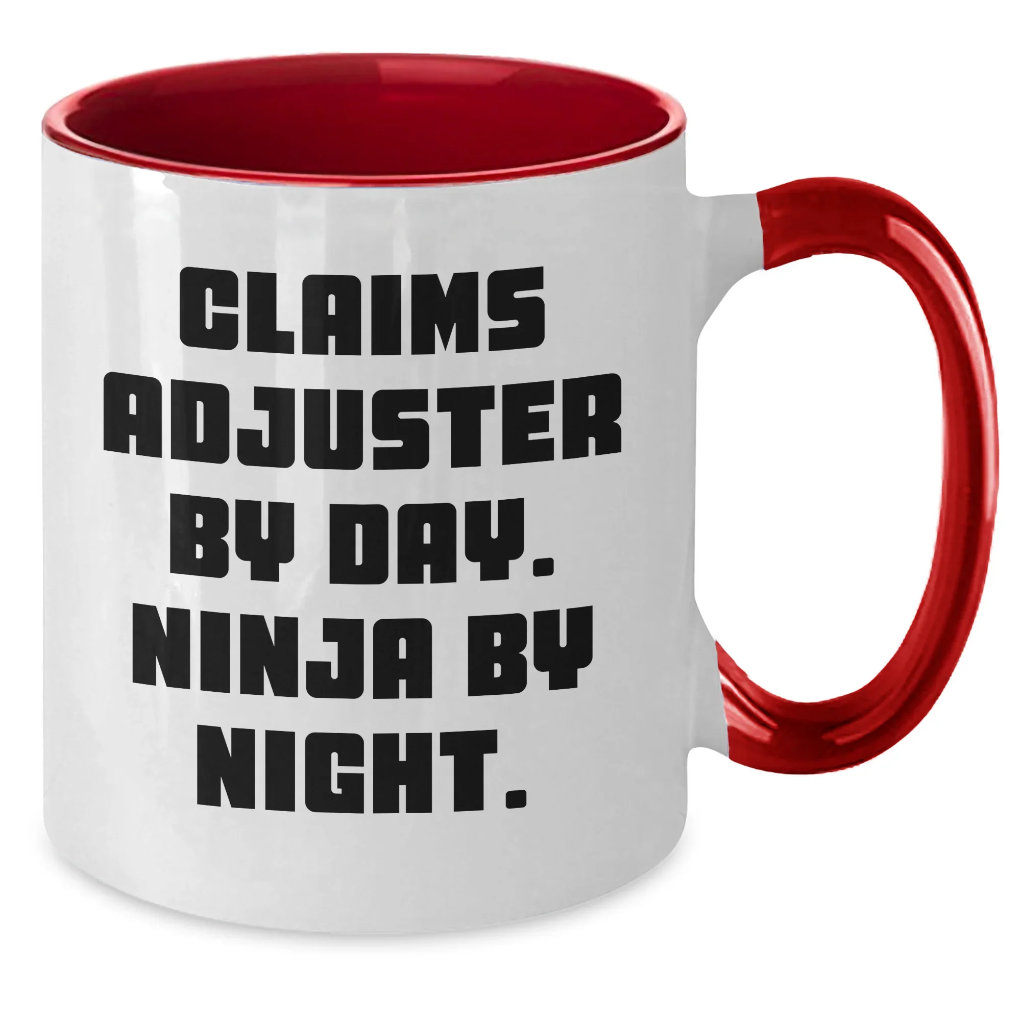 Funny Claims Adjuster Gifts for Mother's Day, Two Tone Coffee Mug - 'Claims Adjuster By Day. Ninja By Night.'
