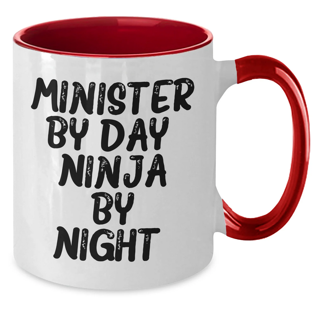Minister Gifts, Minister By Day. Ninja By Night. Two Tone Coffee Mug, Funny Quote Mother's Day Unique Gifts for Ministers from Family