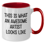 Funny Artist Gifts, Two Tone Coffee Mug, 'This Is What An Awesome Artist Looks Like' Quote, Gifts from Family for Artist, Unique Father's Day Unique Gifts
