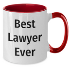 Funny Lawyer Gifts for Mom, 'Best Lawyer Ever' Two Tone Coffee Mug, Unique Mother's Day Unique Gifts from Women to Lawyer Friends