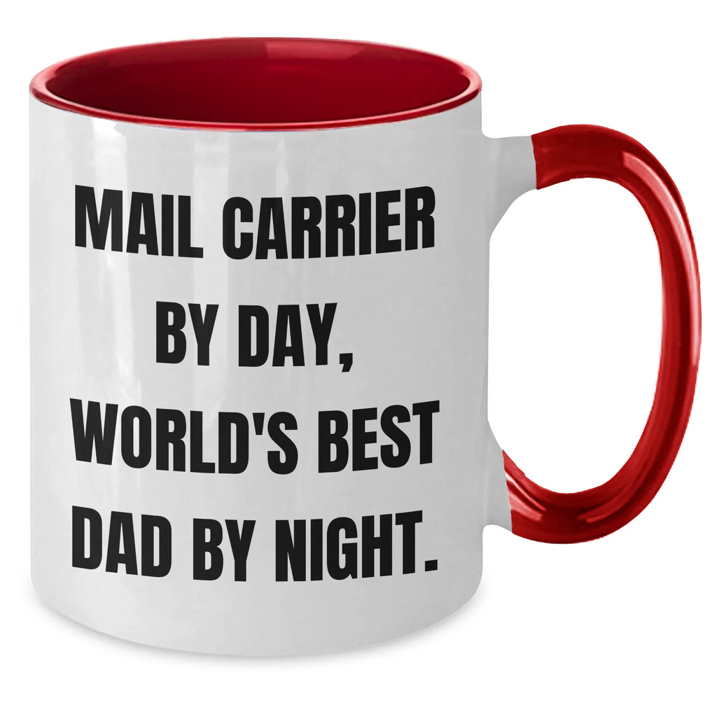 Funny Mail Carrier Gifts from Men to World's Best Dad - Two Tone Coffee Mug, Father's Day Unique