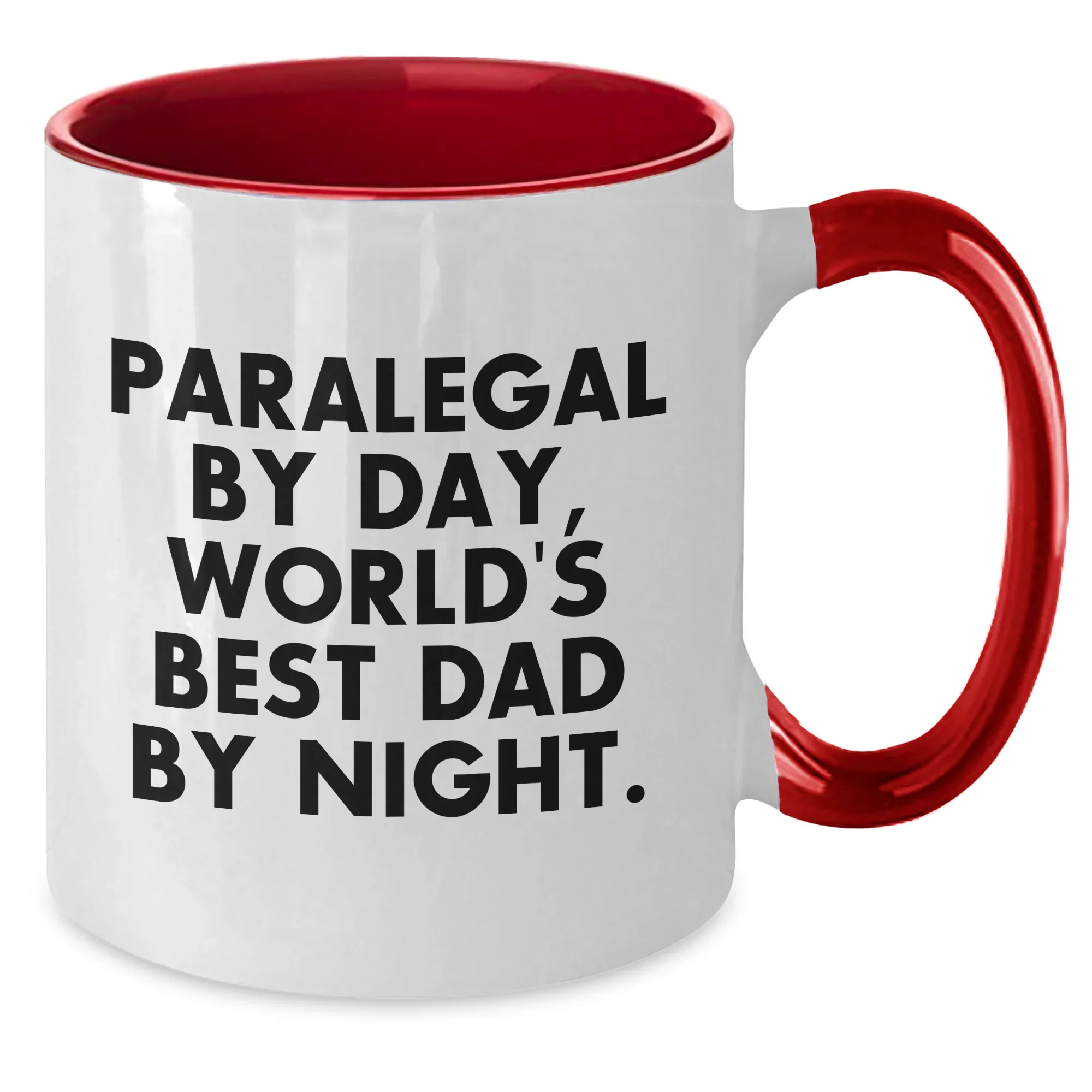 Paralegal Humor Two Tone Coffee Mug, Gifts from Dad, Gifts for Paralegal By Day, World's Best Dad By Night, Father's Day Unique Gift