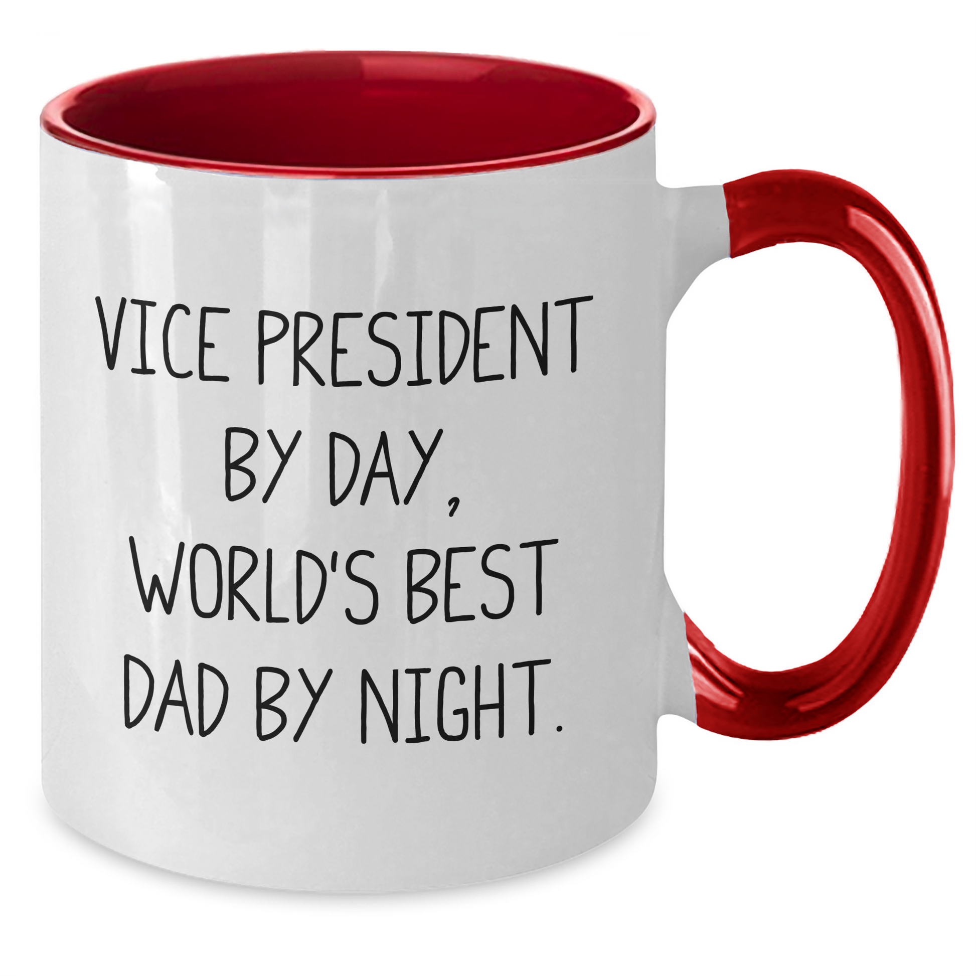 Vice President By Day, World's Best Dad By Night Funny Two Tone Coffee Mug Gifts from Family, Gifts for Vice President, Unique Father's Day - Additional