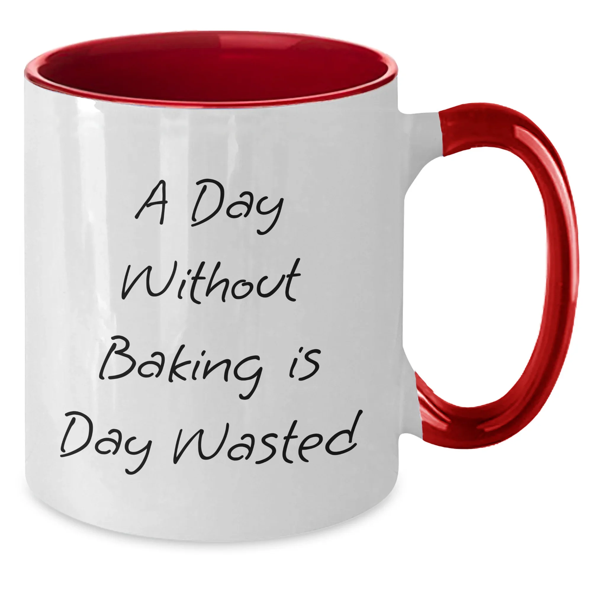 Funny Baking Gifts for Men from Friends - A Day Without Baking Is Day Wasted Two Tone Coffee Mug
