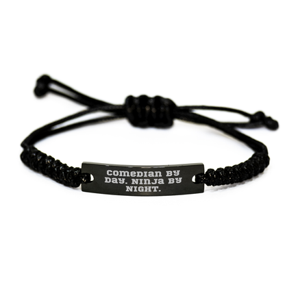 Comedian Gifts from Comedian By Day. Ninja By Night. - Funny Mother's Day Rope Bracelet for Comedian Friends, Coworkers, or Family - Image 1