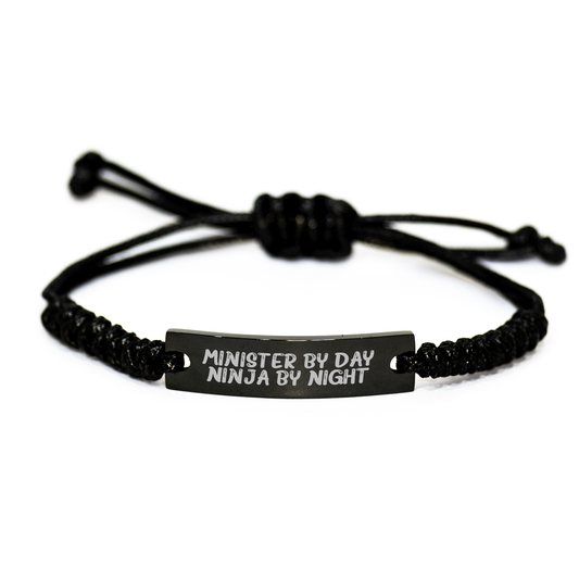 Minister Gifts from Men, Minister By Day. Ninja By Night. Rope Bracelet for Mother's Day - Image 1