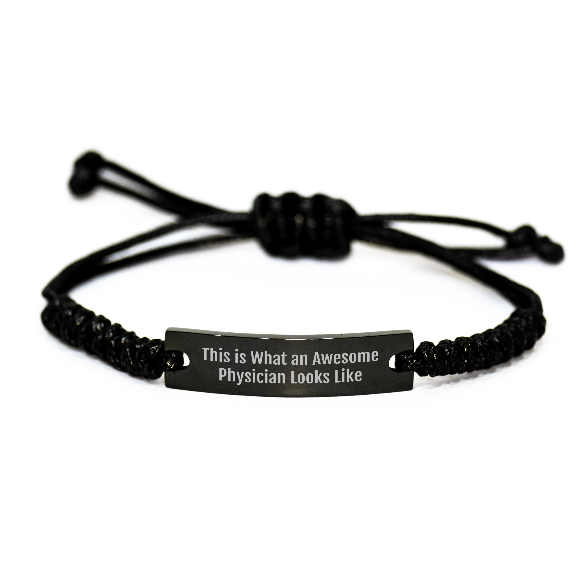 Funny Physician Gifts: This Is What An Awesome Doctor Looks Like Rope Bracelet, Adjustable Black Stainless Steel with Interlaced Rope, Father's Day Unique Gifts from Men to Women