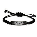 Awesome Porter Rope Braceltes Gifts from Family for Father's Day, 'This Is What An Awesome Porter Looks Like' Quote, Adjustable from 3.34 to 9.84 inches, Black Stainless Steel with Interlaced Rope