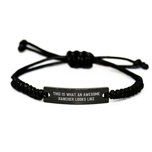 Rancher Rope Wraps, Funny Inspirational Quote Gifts from Men to Rancher Friends, Adjustable Black Rope Bracelet for Father's Day Unique Gifts - Image 1