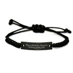 Funny Waitress Gifts, This Is What An Awesome Waitress Looks Like Rope Bracelet, Adjustable Black Stainless Steel Interlaced Rope for Men, Women, Coworkers, Dad, Gift for Waitress on Father's Day