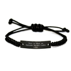 Warden Gifts, Funny Quote Rope Bracelet for Men, Gifts from Dad for Father's Day, Quote Says 'This Is What An Awesome Warden Looks Like', Adjustable Black Stainless Steel with Interlaced Rope