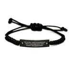 CPA Gifts, Funny Quote Rope Bracelet for Men, Adjustable Black Stainless Steel with Interlaced Rope, Father's Day Unique Gifts from Family to Loved Ones