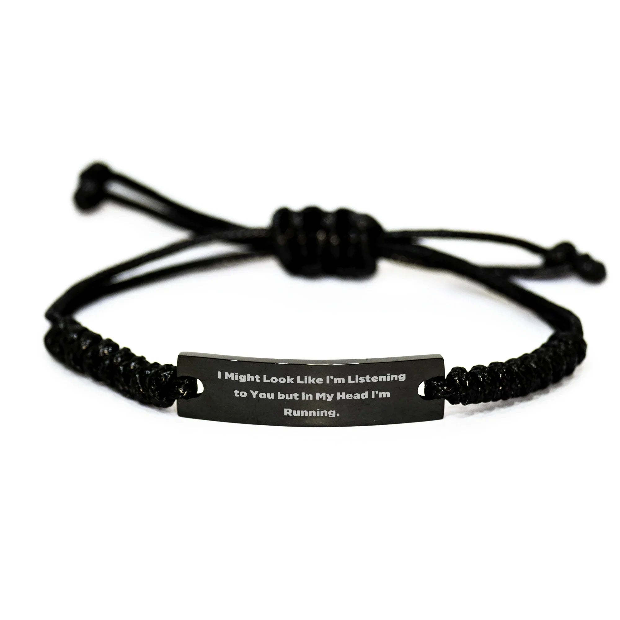 Funny Running Rope Bracelet for Runners - Gifts from Men to Running Friends on Father's Day - Inspirational Quote 'I Might Look Like I'm Listening To You But In My Head I'm Running.'