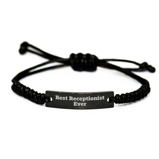 Funny Quote Best Receptionist Ever Gifts for Men, Women, Coworkers, and Family - Adjustable Rope Bracelet from 3.34 to 9.84 inches - Father's Day Unique Gifts - Image 1