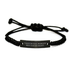 Valet's Thoughtful Gift by Day, World's Best Dad by Night, Adjustable Rope Black Stainless Steel Engraved Gift for Men, Father's Day Unique Gifts from Family or Friends