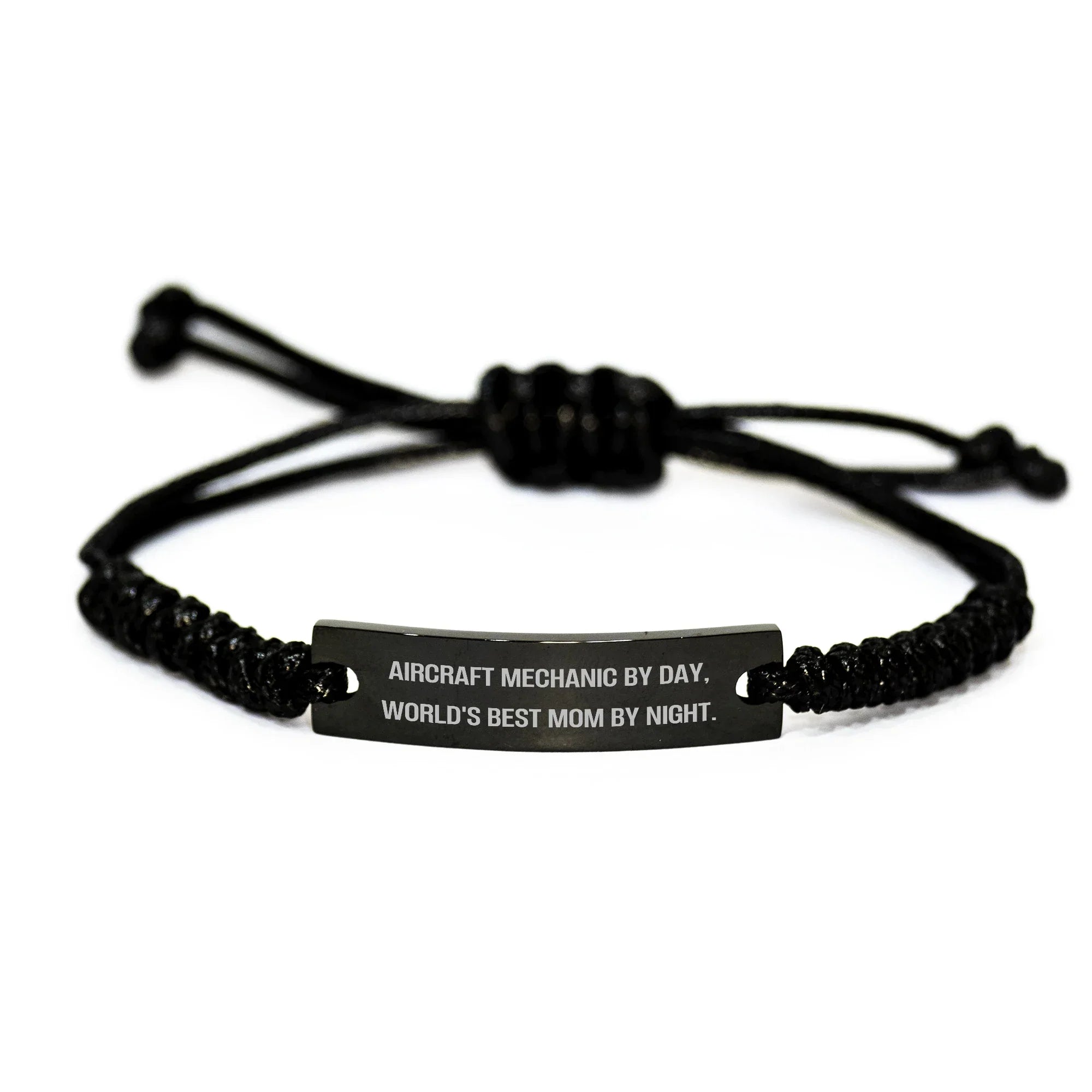 Aircraft Mechanic Gifts from Friends, Gifts for Aircraft Mechanic By Day, World's Best Mom By Night. - Black Rope Adjustable Graduation Unique Gift