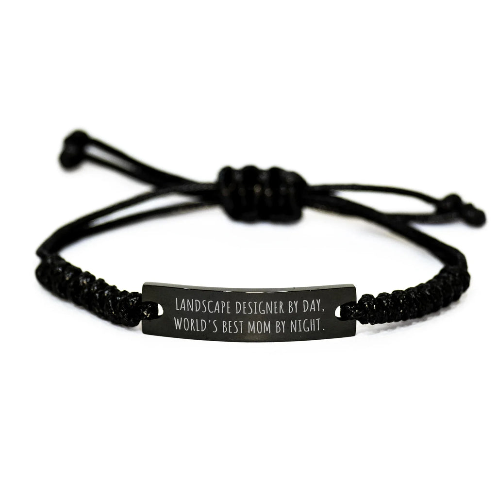 Landscape Designer Gifts from Men, Funny Quote Rope Bracelet for World's Best Dad, Adjustable Black Stainless Steel with Interlaced Rope, Father's Day Unique Gifts for Landscape Designer