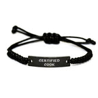Funny Cook Gifts from Friends for Him - Adjustable Rope Bracelet Certified Cook Quote on Father's Day