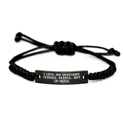 Yorkshire Terrier Dog Gifts, Funny Quote Rope Bracelet, Adjustable Black Stainless Steel, Gifts from Friends for Men, Father's Day Unique Gifts - Image 1