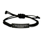 Funny Psychologist Gifts for Men, 'Sorry This Guy Is Already Taken By A Smokin' Hot Psychologist' Rope Bracelet, Black Stainless Steel with Interlaced Rope, Perfect for Father's Day