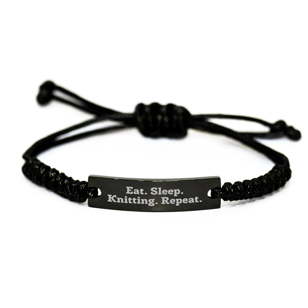 Funny Knitting Gifts for Men, Eat. Sleep. Knitting. Repeat. Rope Bracelet, Adjustable Rope Jewelry for Father's Day, Gifts from Men to Knitting Enthusiasts