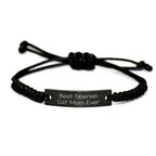 Siberian Cat Mom's Funny Gift for Dad - Adjustable Rope Bracelet with Quote 'Best Siberian Cat Mom Ever' for Father's Day