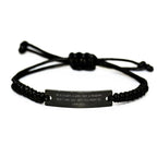 Gifts from Friends to Court Clerks, Funny Quote Rope Bracelet for Graduation, Adjustable Black Stainless Steel