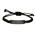 English Springer Spaniel Dog Gifts, Funny Quote Rope Bracelet, Gifts from Men to English Springer Spaniel Dog Lovers, Adjustable Black Rope Jewelry for Father's Day Unique Gifts