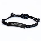 Landscape Designer's Humorous Gift, Funny Rope Bracelet from Friends for Her, Adjustable Black Stainless Steel with Interlaced Rope, Mother's Day Unique Gifts