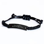 Funny Librarian Gift, I'm A Librarian. I Speak Fluently In genius., Black Rope Bracelet for Librarian on Mother's Day, Gifts from Friends, Unique Gifts for Librarian