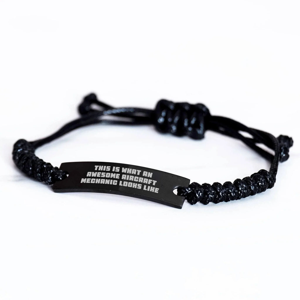 Aircraft Mechanic Gifts from Friends - This Is What An Awesome Aircraft Mechanic Looks Like! Adjustable Rope Bracelet for Men, Unique Father's Day Unique Gifts