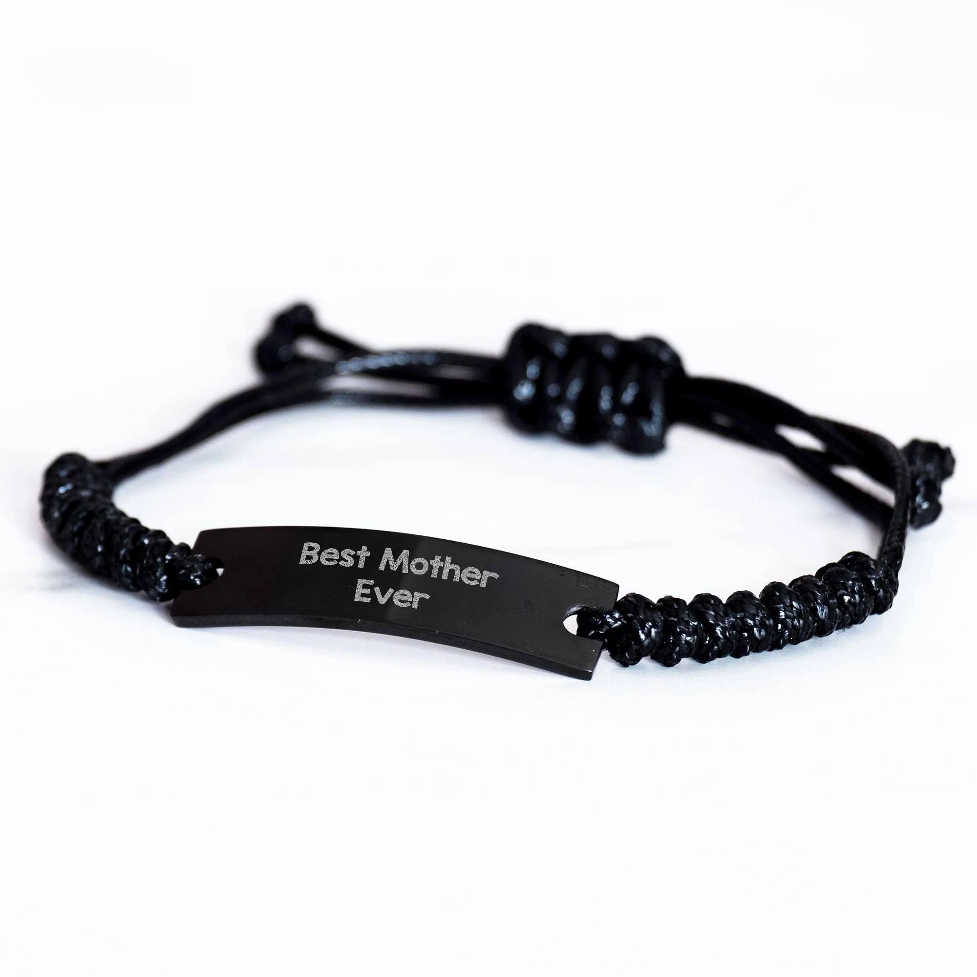 Best Mother Ever Rope Bracelet for Her, Inspirational Quote, Adjustable, Black, Unique Mother's Day Present