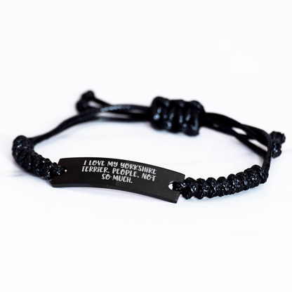 Yorkshire Terrier Dog Gifts, Funny Quote Rope Bracelet, Adjustable Black Stainless Steel, Gifts from Friends for Men, Father's Day Unique Gifts - Image 2