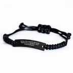 Funny Psychologist Gifts for Men, 'Sorry This Guy Is Already Taken By A Smokin' Hot Psychologist' Rope Bracelet, Black Stainless Steel with Interlaced Rope, Perfect for Father's Day