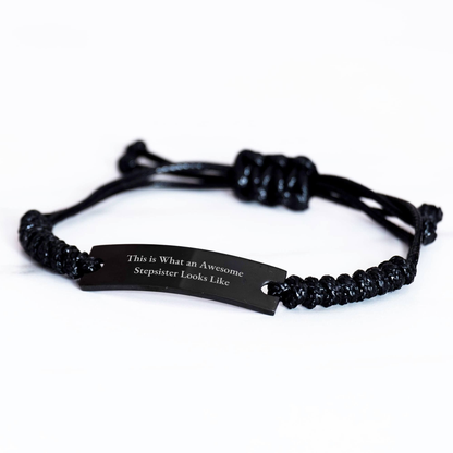Funny Stepsister Gifts for Her This Is What An Awesome Stepsister Looks Like Adjustable Rope Black Stainless Steel - Image 2
