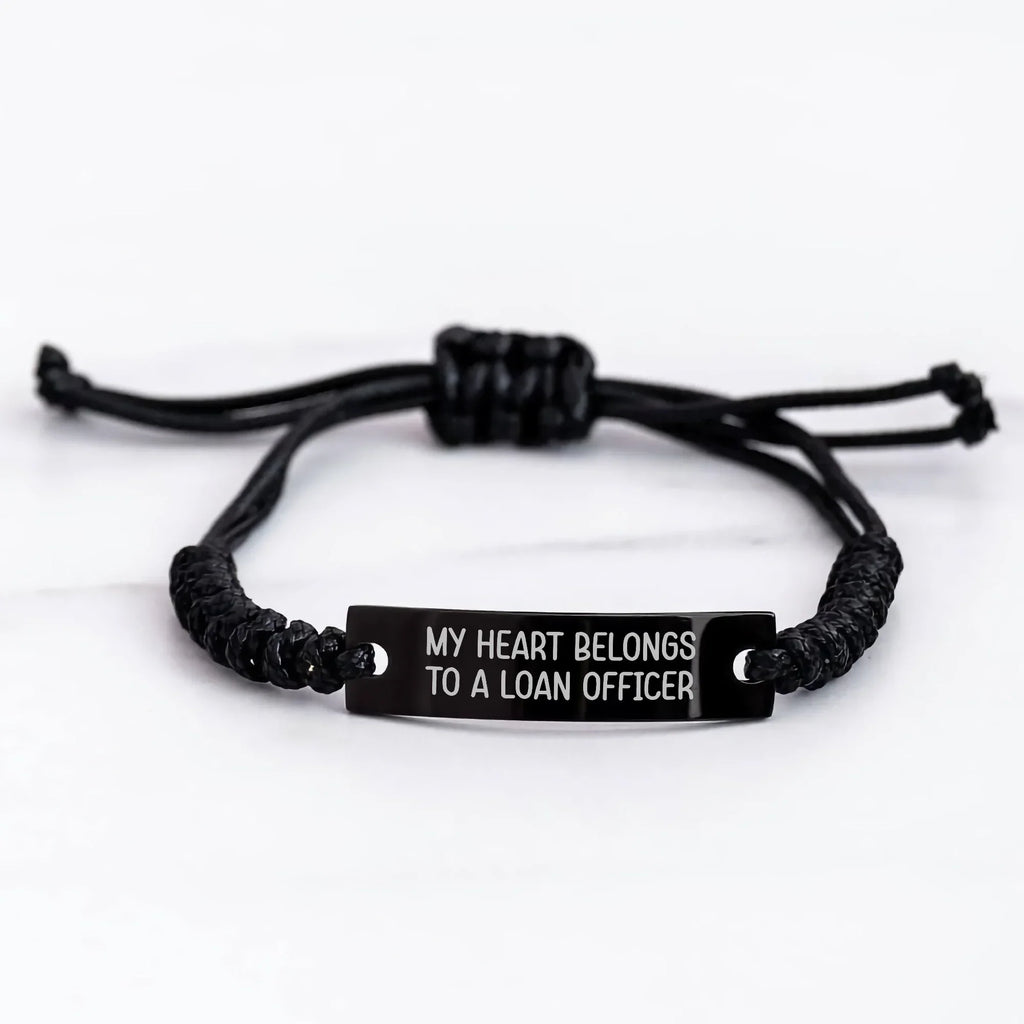 Funny Gifts from Friends for Loan Officer - 'My Heart Belongs To A Loan Officer' Rope Bracelet, Adjustable Graduation Unique Gifts