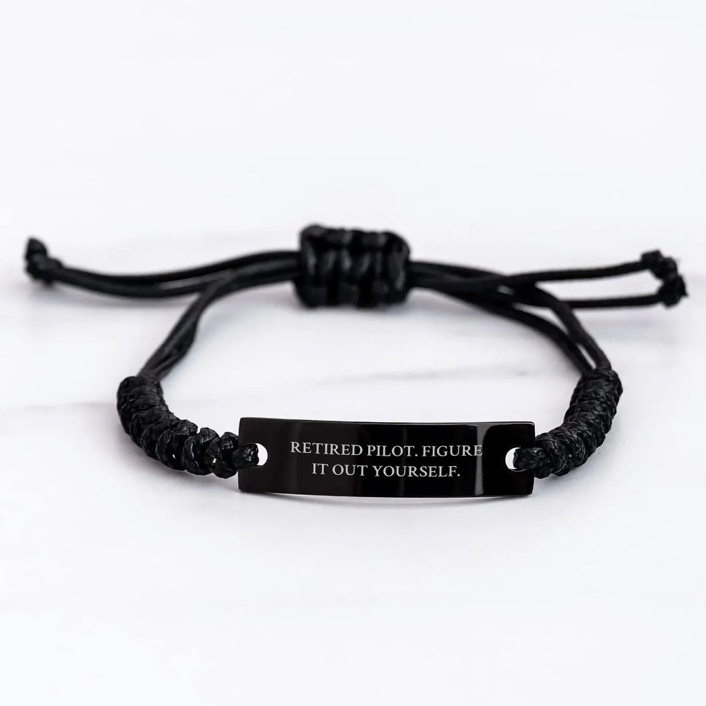 Pilot Gifts from Friends and Family - Retired Pilot Figure It Out Yourself Black Rope Bracelet for Men and Women Graduation Unique Gifts