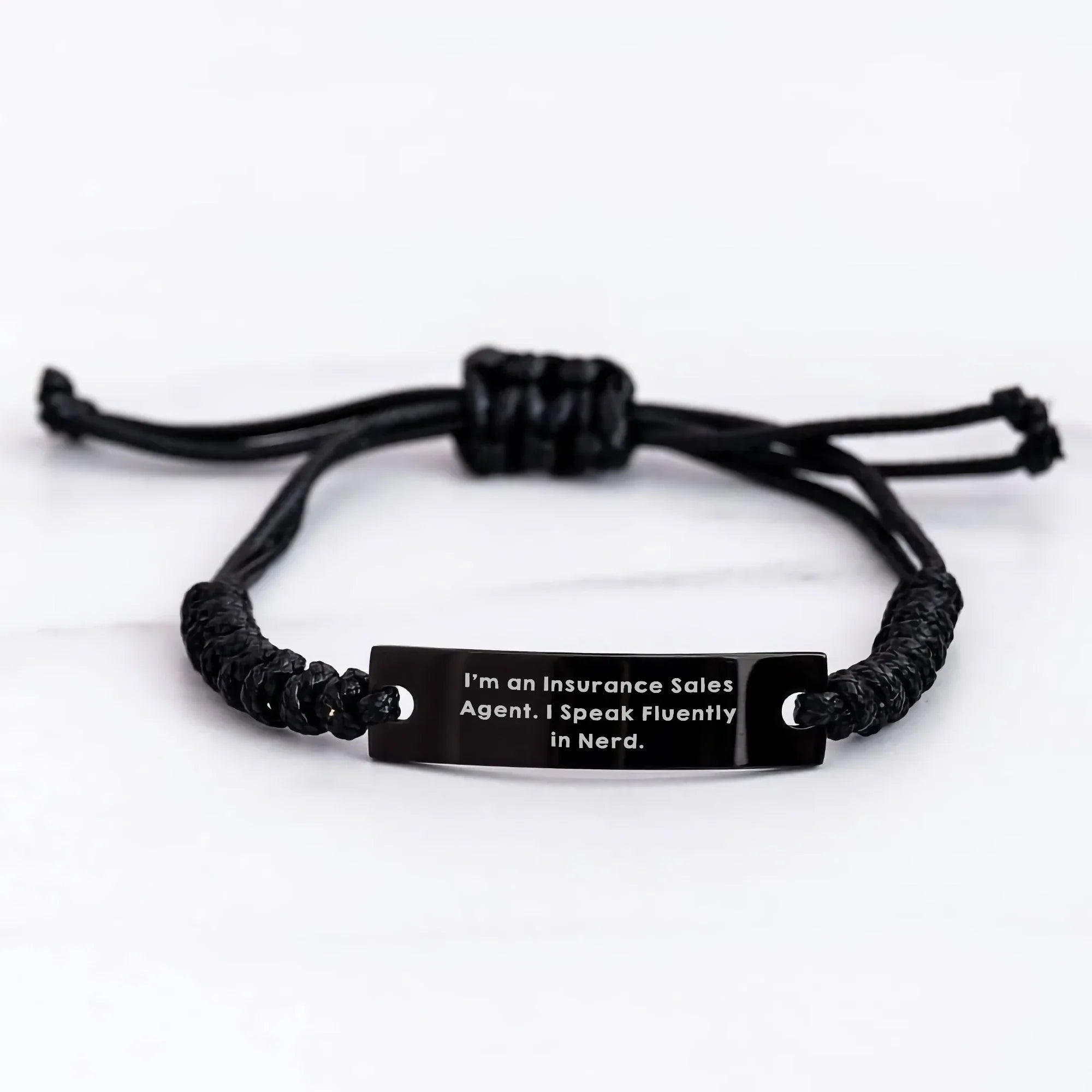 Insurance Sales Agent Funny Quote Rope Bracelet, Gifts from Men to Insurance Sales Agent, for Mother's Day Unique Gifts, Adjustable Black Rope Jewelry