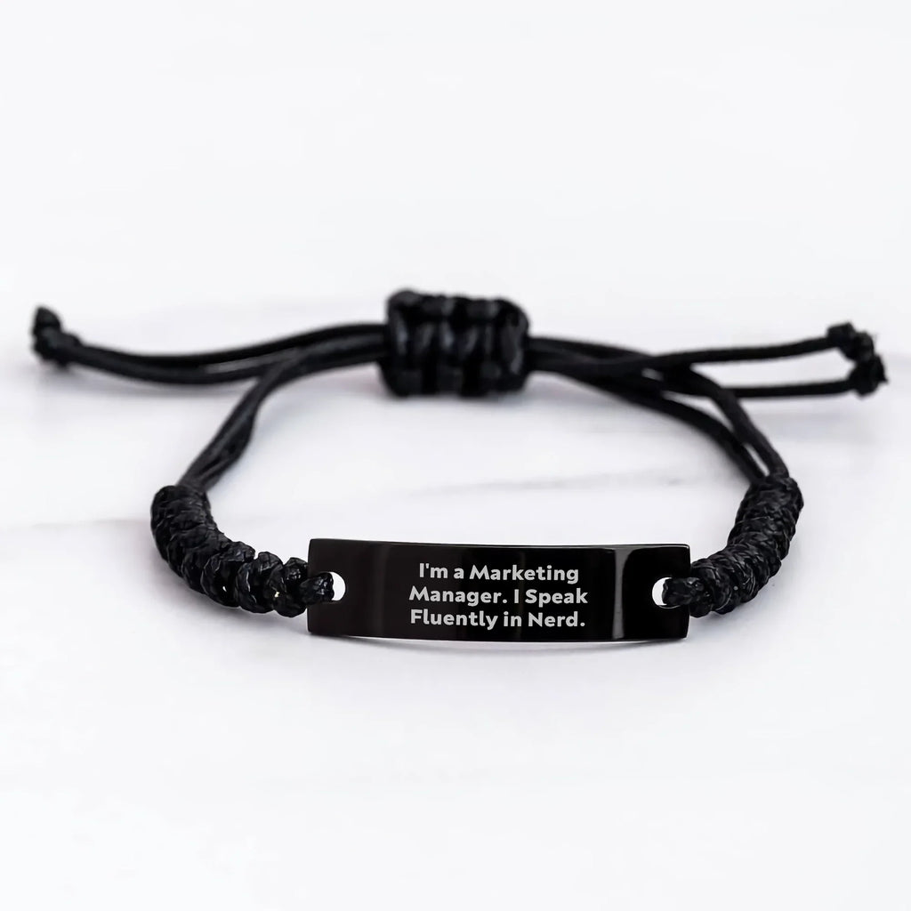 Marketing Manager Gifts - Funny Rope Bracelet for Him, 'I'm A Marketing Manager. I Speak Fluently In genius.' - Gifts from Friends, Coworkers, Family to Marketing Manager on Mother's Day