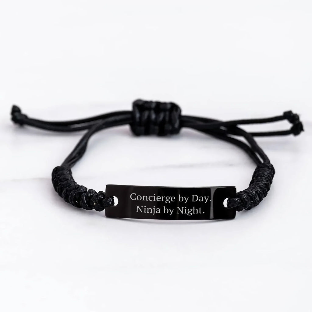 Concierge By Day. Ninja By Night. - Black Rope Bracelet, Gifts from Men to Concierge, Mother's Day Unique Gifts