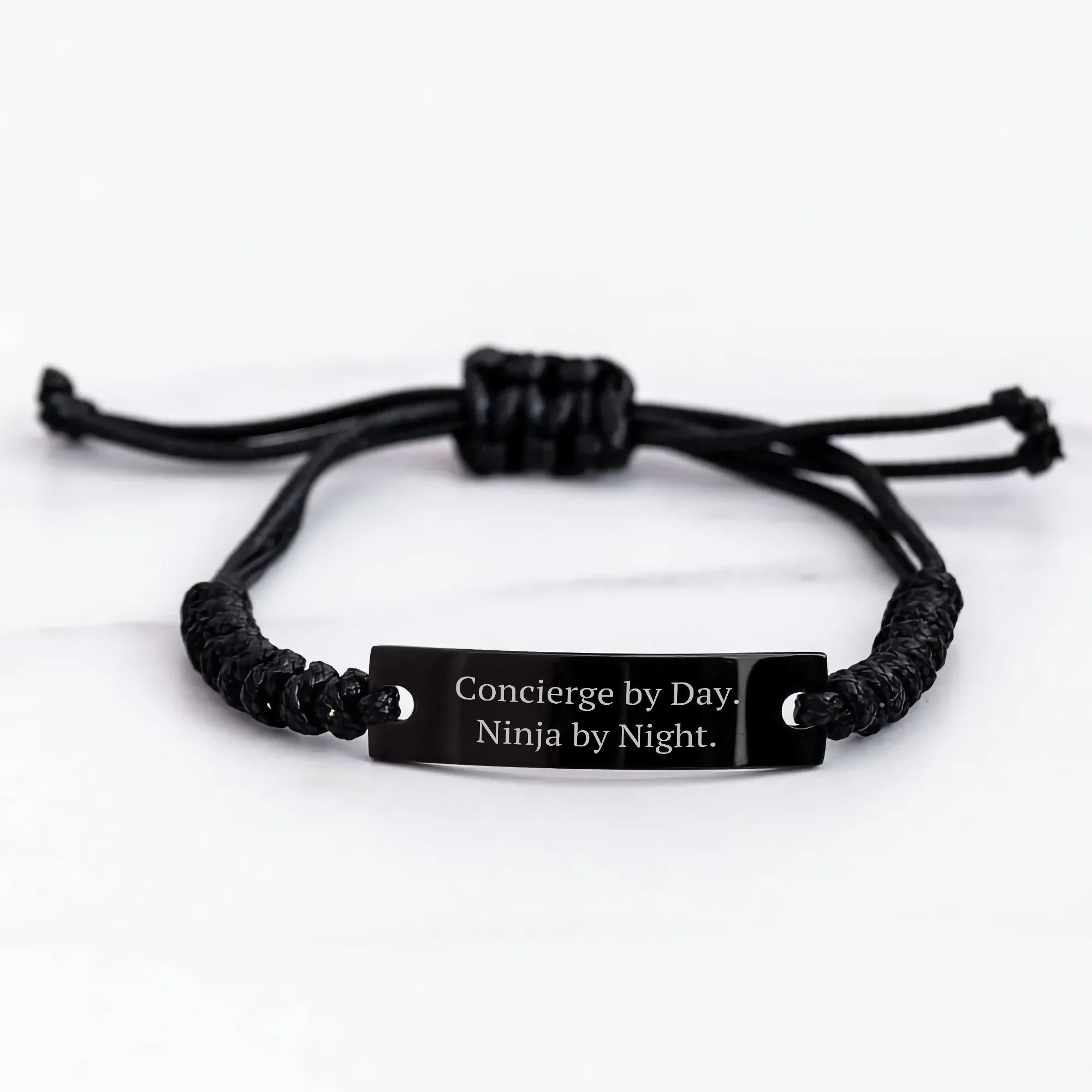 Concierge By Day. Ninja By Night. - Black Rope Bracelet, Gifts from Men to Concierge, Mother's Day Unique Gifts