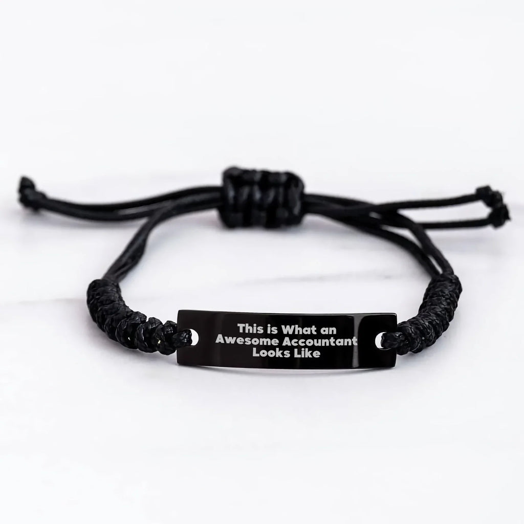 Gifts from Family to Awesome Accountants on Father's Day - 'This Is What An Awesome Accountant Looks Like' Black Rope Bracelet